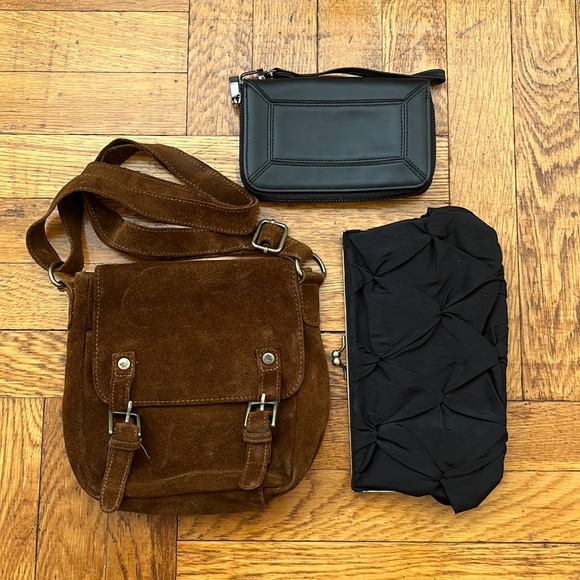 Quiksilver and Target Small Purses Bags Clutch Crossbody Suede Black - Picture 1 of 11